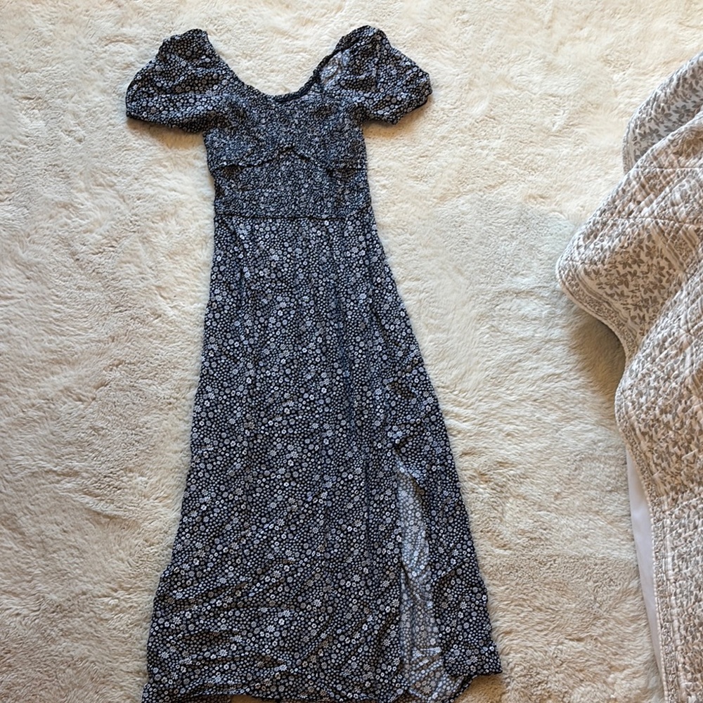 Navy Blue Floral Women's Dress